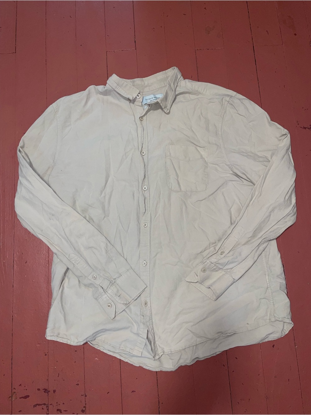 Cotton on Men's Casual Button-Up Shirt in Light Beige - Unbranded